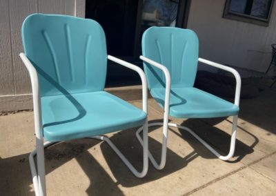 Vintage Chairs 2 Sanblast_Powder Coat White and Green after